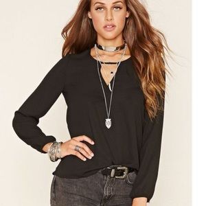 F21 V-Cutout Chiffon Blouse MEDIUM